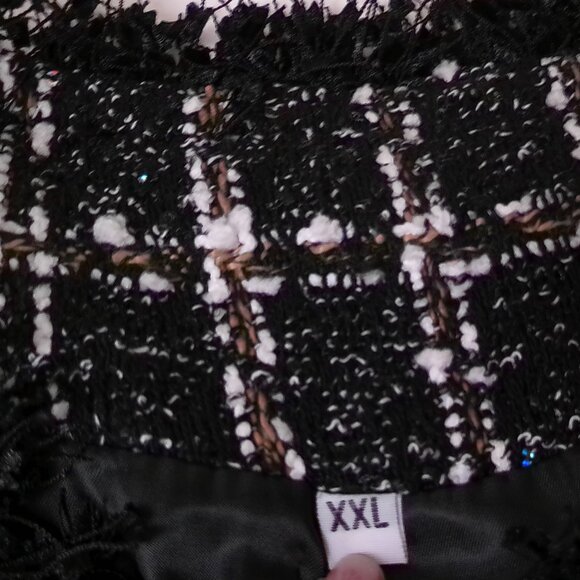 Woman's Jacket Plaid Tweed XXL black classic elegant - Picture 5 of 11